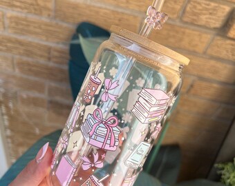 Iced coffee and Books Glass cup