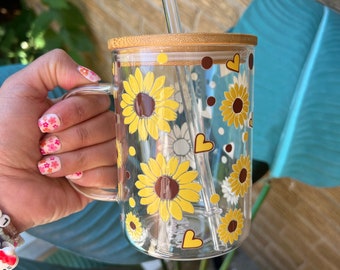 Sunflower Glass Cup, Sunflower Mug