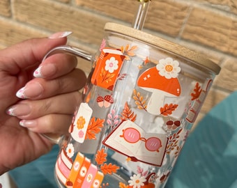 Books Glass Mug| Fall Bookish Cup