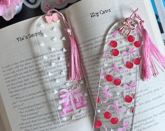 Girly Acrylic Bookmark: Bows, Book Lover Gift
