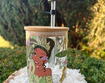 Tiana Glass Can Coffee Mug: Princess and the Frog, Bamboo Lid