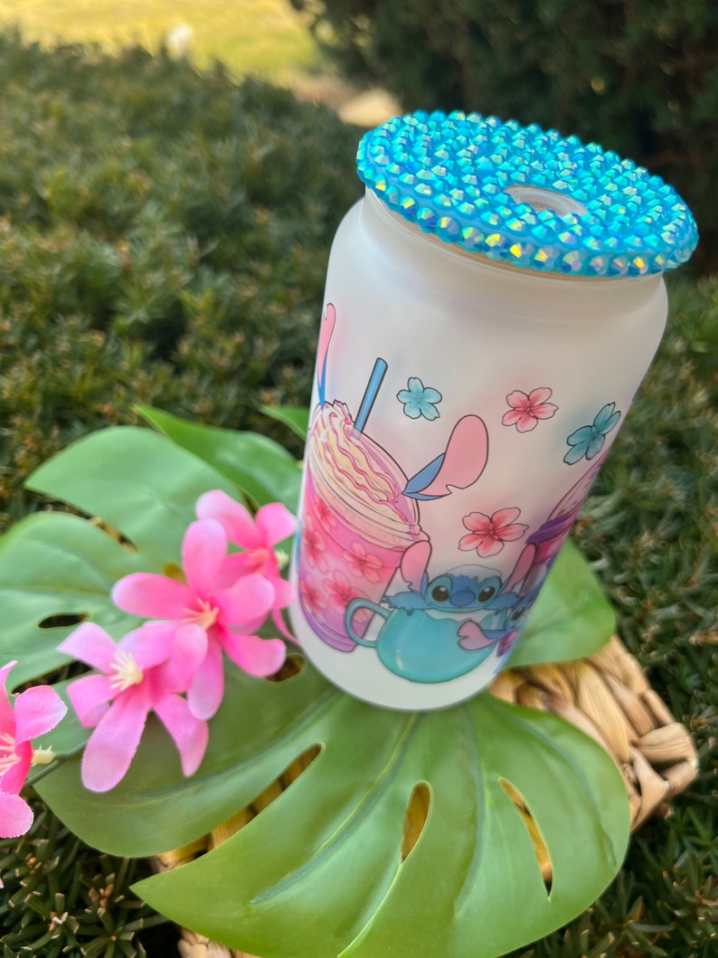 Stitch Latte Glass Can Ice Coffee Frosted Can Alien glass Etsy