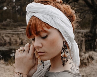 Berdor Moth - Handwoven beaded earrings,handmade gifts,neutral colors,art jewelry,statement earrings,boho,hippie,unique art,gypsy jewelry