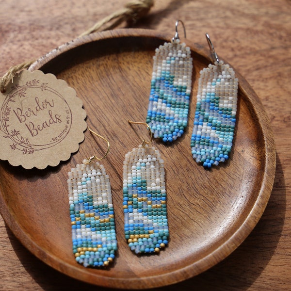 The Great Wave - Handwoven beaded earrings,modern earrings,lightweight earrings,gift for her,wave,sea lovers,summer,beaded jewelry, trendy