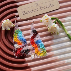 Colors - Petite - handwoven beaded earrings,modern earrings,dangle earrings,colorful,vibrant,rainbow colors,unique accessories,handmade