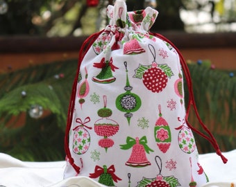 Christmas Santa bag, Santa bag, Santa sack, Fabric gift bag, Holiday sack, Holiday bag, Merry Christmas gift bag, Christmas fabric gift bag