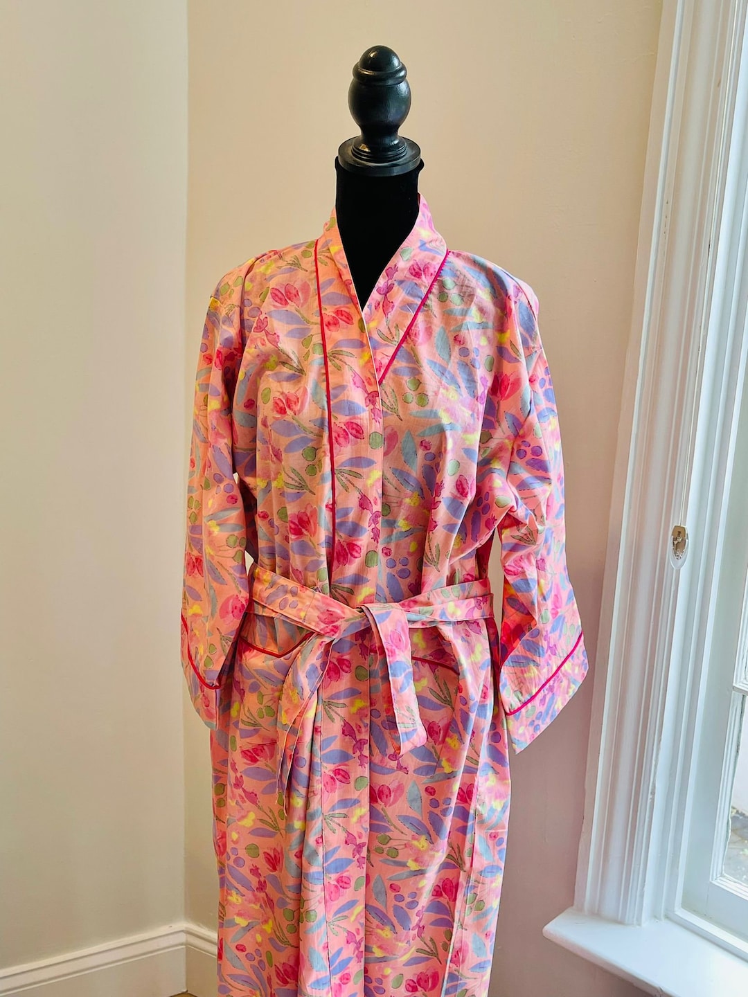 Pure Cotton Bath Robe, Cotton Flower Print Kimono, Swim Wear,night Wear