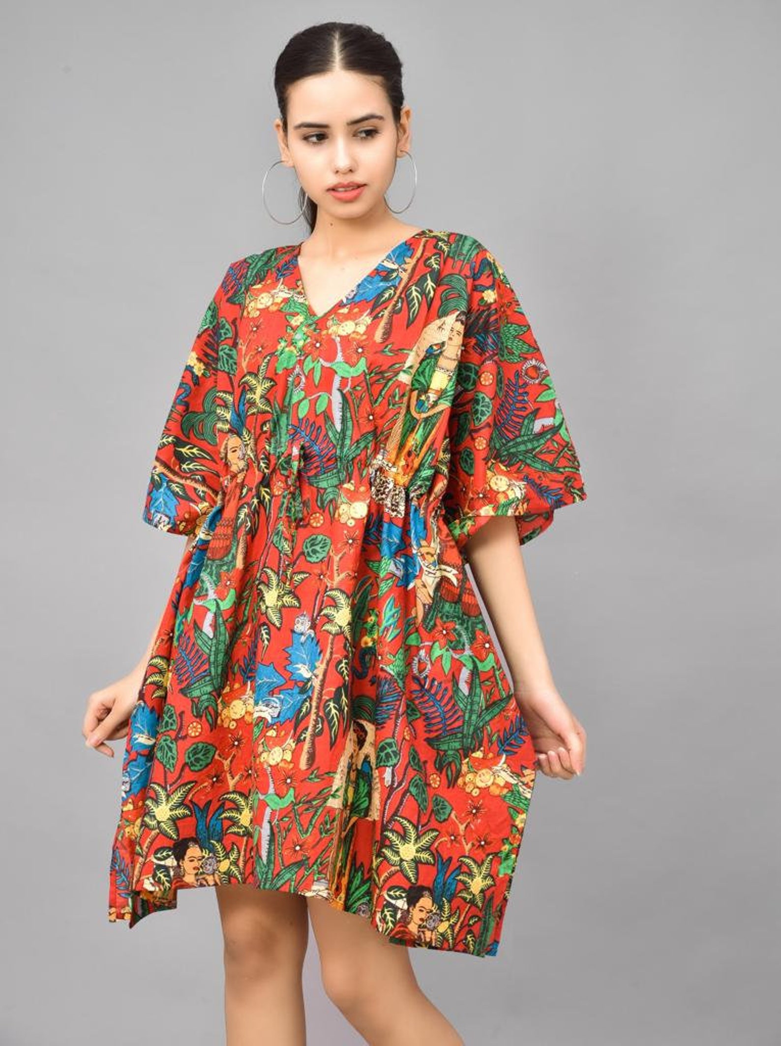 Summer Frida Kahlo Kaftan Cotton Summer Wear Holiday Beach - Etsy