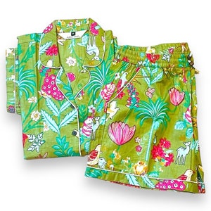 Handmade Cotton Pajama Shorts, Shorts Pj Set, Comfortable Nightwear, Summer Night Dress, Gift For Her, Mother's day gift