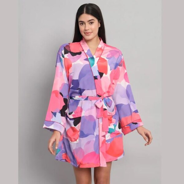 Satin long robe women, Satin kimono robe, Silk kimono robe, Dressing gown robe, Wedding robe kimono, Silk kimono robe with long sleeves