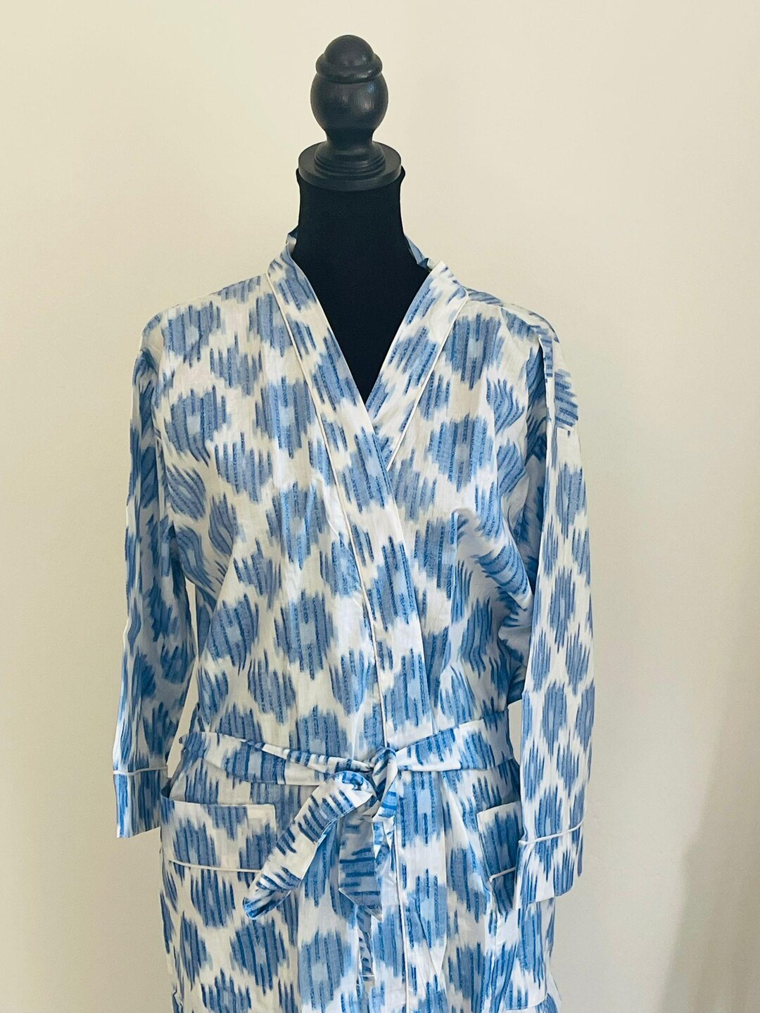 Block Printed Kimono Robe | 100% Cotton Bathrobe | Ethnic Floral Wrap | Summer Loungewear main image 1