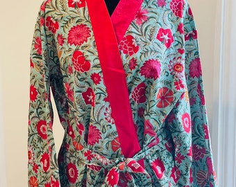 Block print Robes Cotton Kimono Robe Kimono Robes Dressing Gown Women's Cotton Robe Bridesmaid robe best gifts for her Christmas