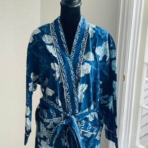 Cotton kimono robe, block print robes for women, Dressing gown, plus sized robes, ,Cotton Kimono, Beach Cover Up, Lounge Wear, Casual wear