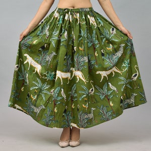 Cotton Skirt Tiger Print, Tunic Floral Long Skirt, Beach Maxi Poncho Dress, Bridesmaid Gown Summer Clothing, Jungle Print Skirt