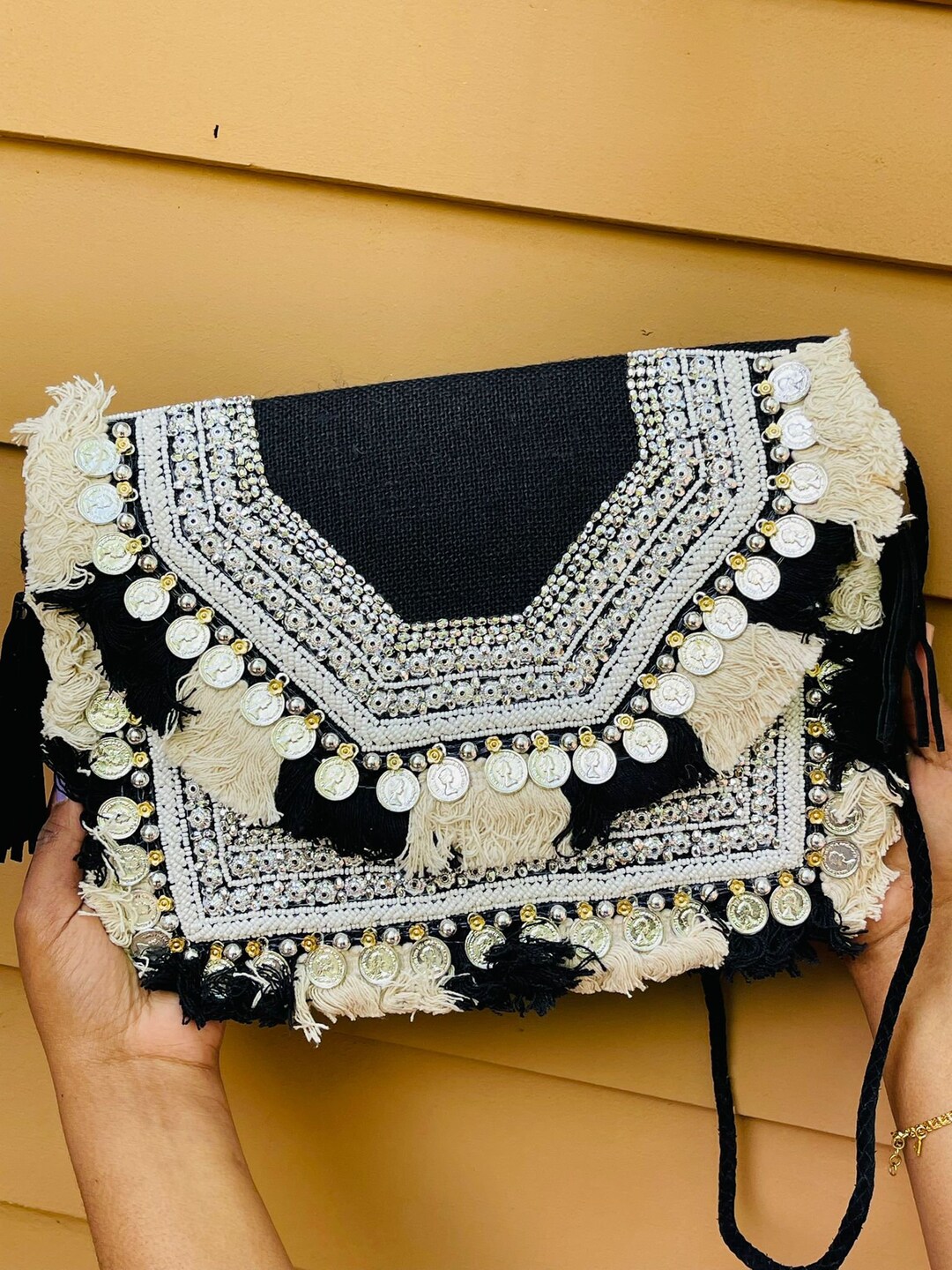 Handmade Bohemian Bag From India Black Jute Bag Sale - Etsy