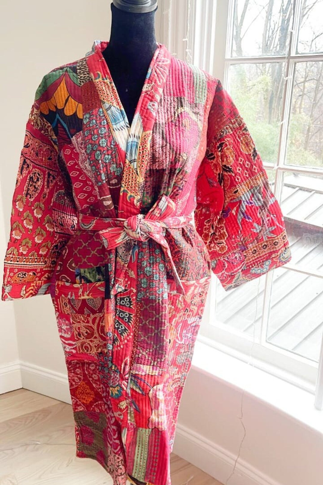 Bohemian Women's Kantha Bathrobe Patchwork Quilt Kantha Women Beach ...