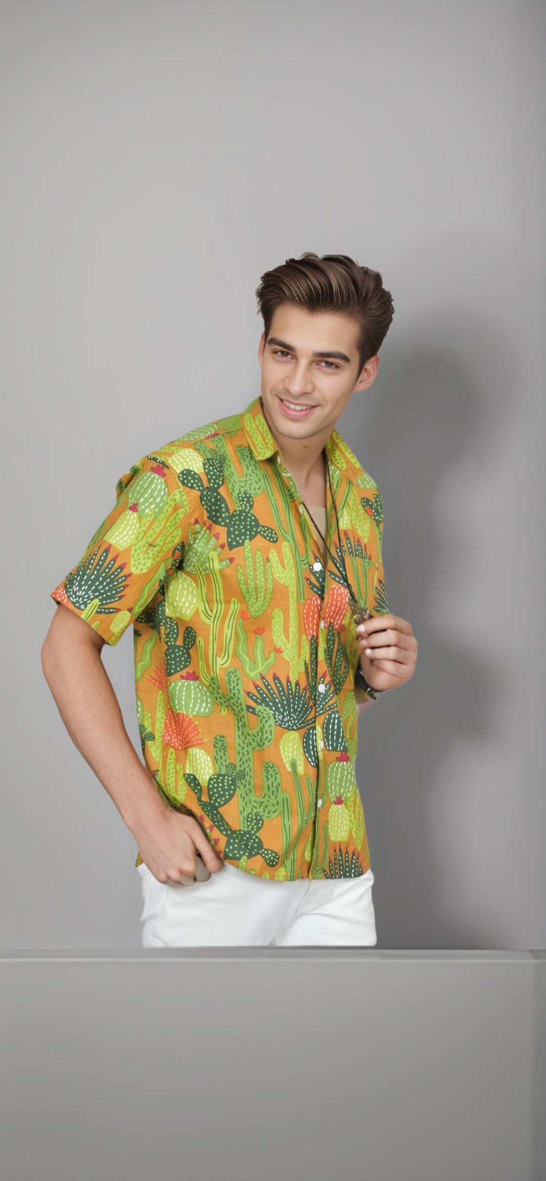 Orion Handblock Cotton Shirt Blue