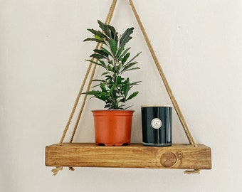 Shelf/Rope Shelf/Shelves/Wood/Hanging Rope Shelves/DIY/Rope/Wall Art/Home Decor/Shelf/Hanging Wall Art/Wood Shelf