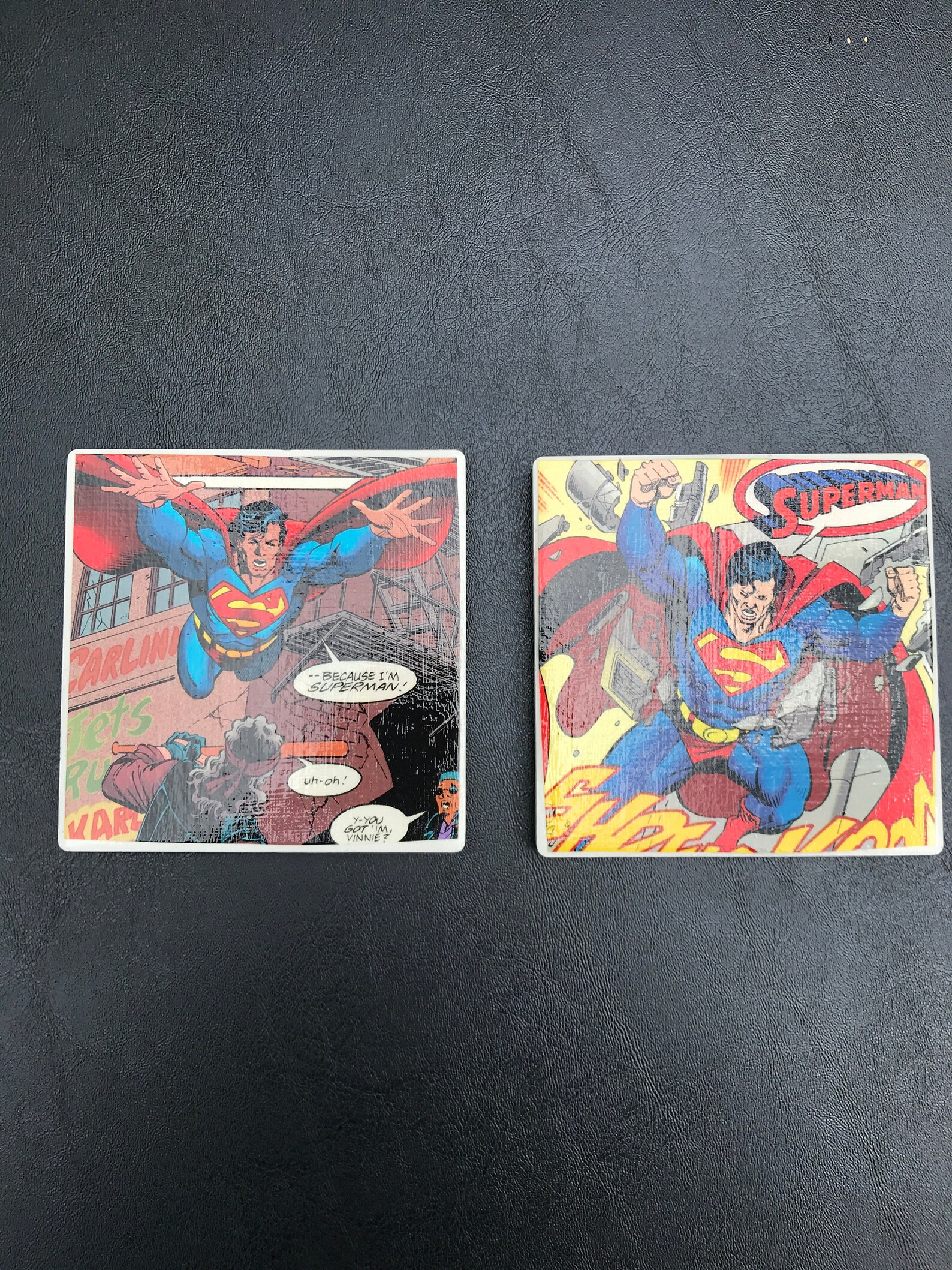 Superman Coasters Set of 2 Handmade 4x4 Ceramic Coasters Etsy