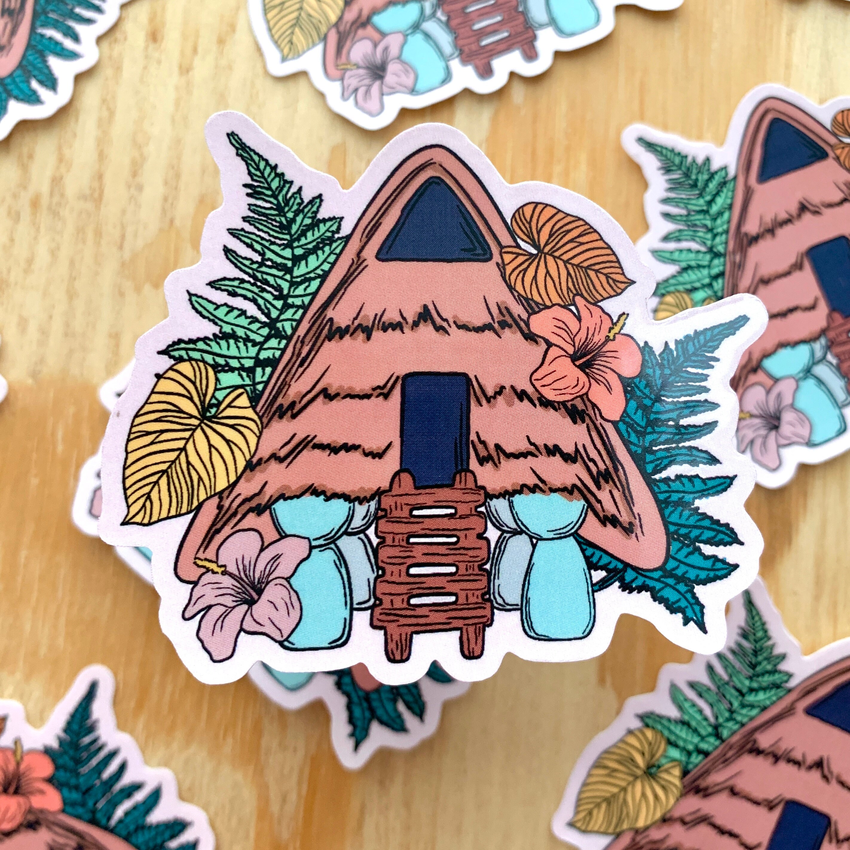 Floral CHamorro Hut Clear and Solid Sticker/ Sticker for Etsy
