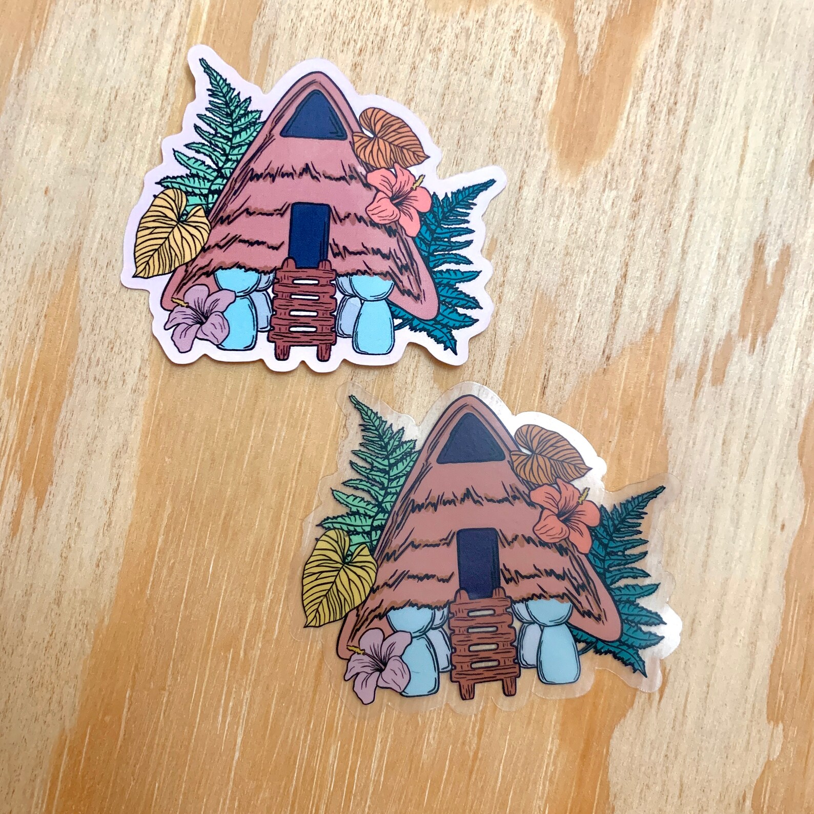 Floral CHamorro Hut Clear and Solid Sticker/ Sticker for Etsy