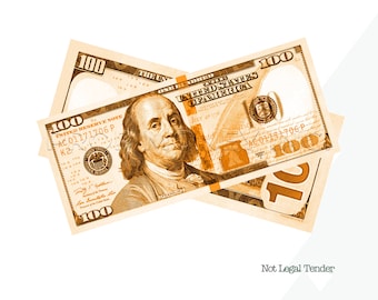 Orange Bills | Money Gun Optional | New Series 100 Dollar Novelty Bills | Full Print Custom Fake Faux Prop Money | Orange Collectible Money