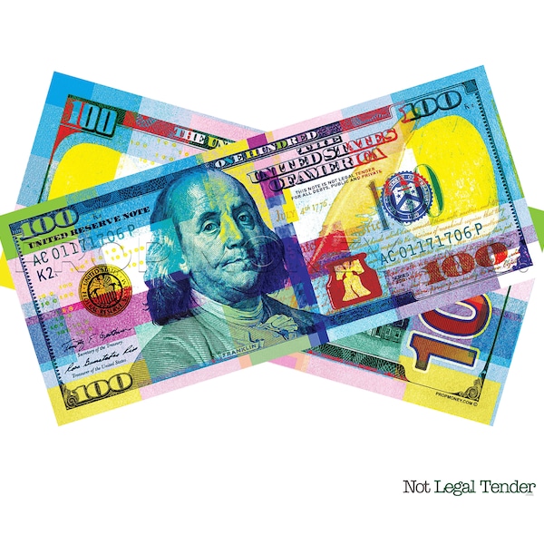 Chroma Color Bills | Money Gun Optional | New Series 100 Dollar Novelty Bills | Full Print Custom Fake Faux Prop Money