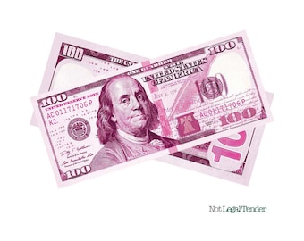 Pink Bills | Money Gun Optional | New Series 100 Dollar Novelty Party Gift Play Pink Collectible Money