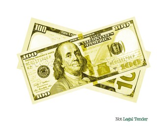 Yellow Bills | Money Gun Optional | New Series 100 Dollar Novelty Bills | Full Print Custom Fake Faux Prop Money | Yellow Collectible Money