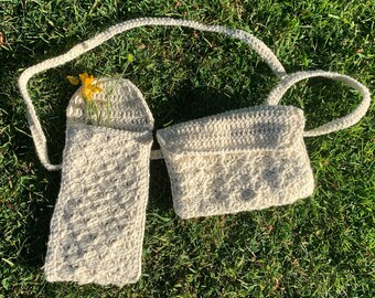 Crochet belt bag and sunglass case