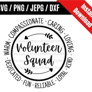 Volunteer Squad svg / Volunteer Work svg / Charity svg / Healthcare Worker svg / Volunteer Worker Gift SVG PNG dxf & jpeg Print Ready Files