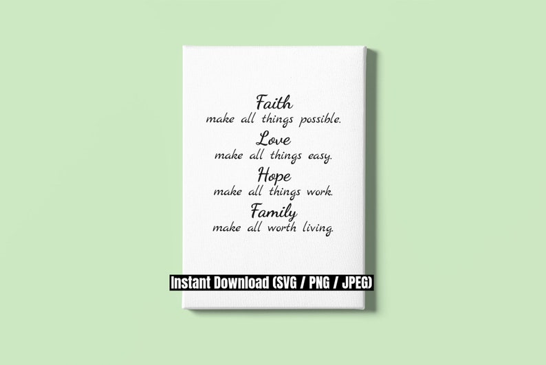 Faith Love Hope Family / Faith Quote Svg / Christian Quote Svg / Love ...