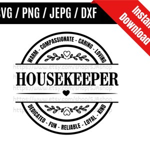 Ama de llaves svg / Limpiador de casa svg / Personal de limpieza svg / Equipo de limpieza svg / Regalo de ama de llaves SVG PNG dxf y jpeg Archivos listos para imprimir