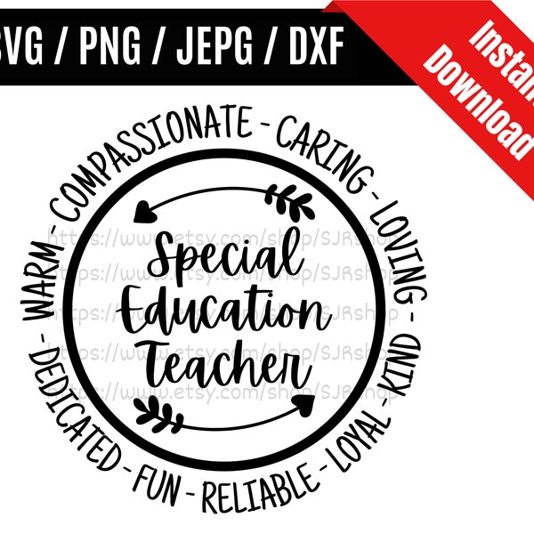 Maestro de educación especial svg / Maestro svg / Compañero de trabajo svg / Regreso a la escuela svg / Regalo de agradecimiento al maestro SVG PNG dxf & jpeg Imprimir archivos