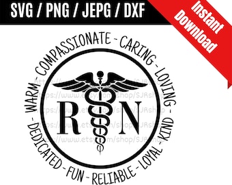RN svg / Registered Nurse svg / Caduceus Svg / Medical Symbol svg / Healthcare svg / Medical Gift SVG PNG dxf & jpeg Print Ready Files