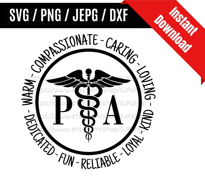 PA svg / Läkarassistent svg / Caduceus svg / Medicinsk symbol svg / Hälso- och sjukvård svg / Medicinsk gåva SVG PNG dxf & jpeg Utskriftsklara filer bild 1