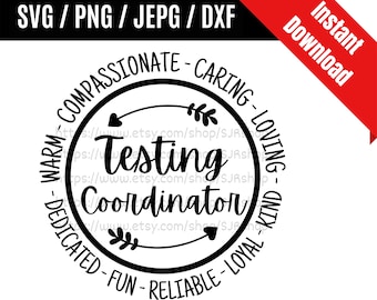 Testcoördinator svg / testcoördinator svg / coördinator svg / leraar waardering cadeau SVG PNG dxf & jpeg afdrukklare bestanden