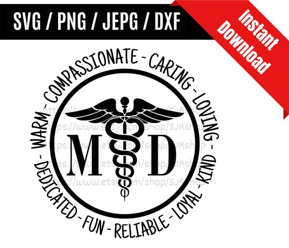 MD svg / Medical Doctor svg / Caduceus Svg / Medical Symbol svg / Healthcare svg / Medical Gift SVG PNG dxf & jpeg Print Ready Files