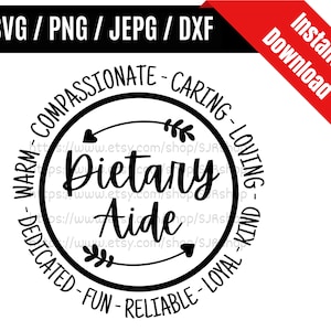 Dietary Aide svg / Dietitian svg / Dietary Worker svg / Diet Helper svg / Nutritionist svg / Dietary Gift SVG PNG dxf & jpeg Print  Files