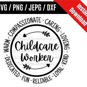 保育士 svg / 保育士 svg / デイケア ワーカー svg / 幼児期 svg / 感謝の贈り物 SVG PNG dxf & jpeg 印刷ファイル