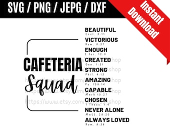 Escuadrón de cafetería svg / Equipo de cafetería svg / Personal de cafetería svg / Señora del almuerzo svg / Trabajador de cafetería SVG PNG dxf y jpeg Archivos listos para imprimir