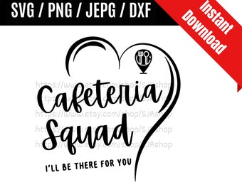 Escuadrón de cafetería svg / Equipo de cafetería svg / Personal de cafetería svg / Lunch Lady svg / Trabajador de cafetería SVG PNG dxf & jpeg Imprimir archivos listos