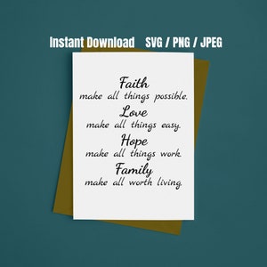 Faith Love Hope Family / Faith Quote Svg / Christian Quote Svg / Love ...