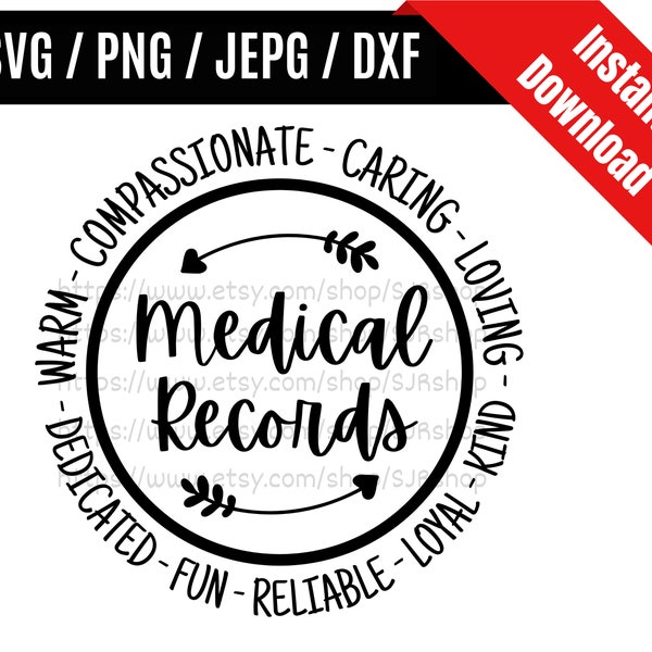 Medical Records svg / Medical svg / Medical Life svg / Healthcare svg / Coworker svg / Medical Gift SVG PNG dxf & jpeg Print Ready Files