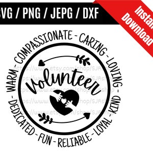 Volunteer svg / Volunteer Work svg / Charity svg / Pflegekraft / Pflegekraft Geschenk SVG PNG dxf & jpeg Druckbereite Dateien
