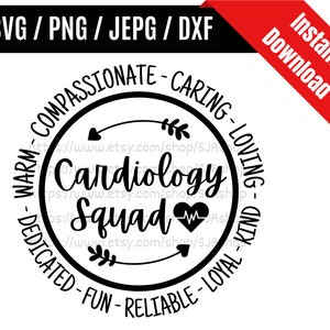 Cardiology Squad svg / Cardiology Technician svg / Heart Doctor svg / Heartbeat svg / Cardiologist Gift SVG PNG dxf & jpeg Print Ready Files