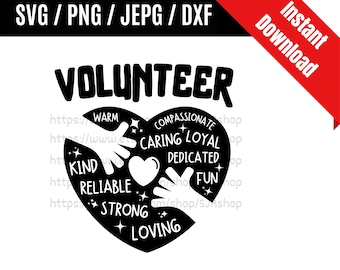 Volunteer svg / Volunteer Work svg / Charity svg / Healthcare Worker svg / Volunteer Worker Gift SVG PNG dxf & jpeg Print Ready Files