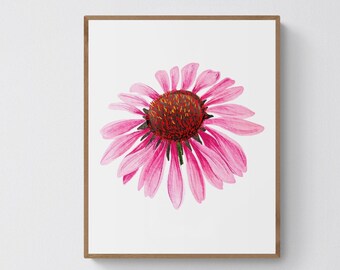 Pink Watercolor Flower Digital Print. Living Room Wall Art. Instant Download. Printable Wall Art. Bedroom wall decor. Botanical Art Print