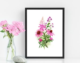 Watercolor Flower Digital Print. Living Room Wall Art. Instant Download. Printable Wall Art. Bedroom wall decor. Botanical Art Print