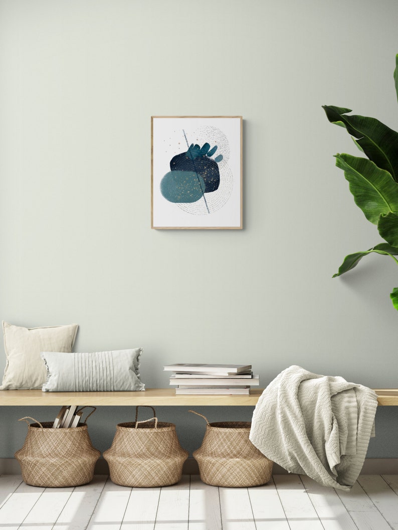 Blue Printable Wall Art, Blue Bedroom Print, Watercolor Printable